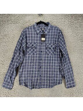 PX Shirt Mens Medium Blue Plaid Flannel Long Sleeve Button Up *NWT*